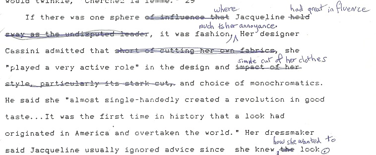 Editor Jackie Onassis made handwritten changes about First Lady Jackie Kennedy in Anthony's 2-volume book First Ladies. 
