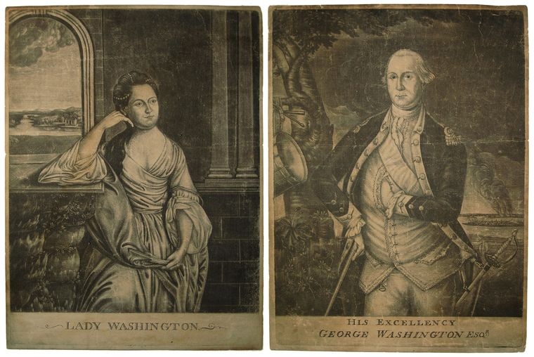 18th Century prints identified Martha and George Washington by Royal Titles