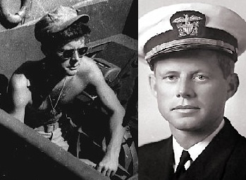 utenant John F. Kennedy, on the PT-109 he commanded and in uniform