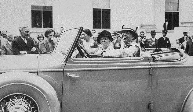 Eleanor Roosevelt simply drove her own car out of the White House driveway to the astonishment of onlooking tourists, seen here in 1933 with her friend Nancy Cook. (Bettman)