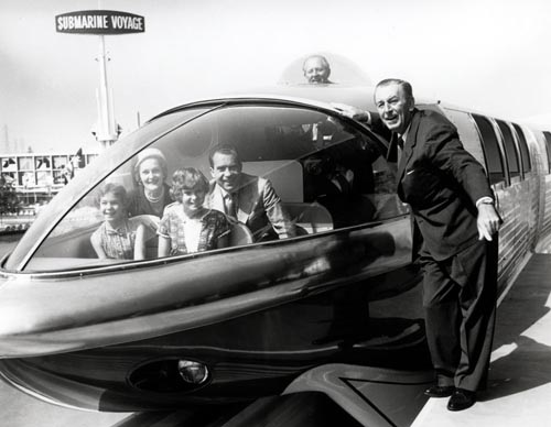 13. Pat Nixon and her family took the inaugural ride of the Disneyland Monorail, with Walt Disney in 1953.