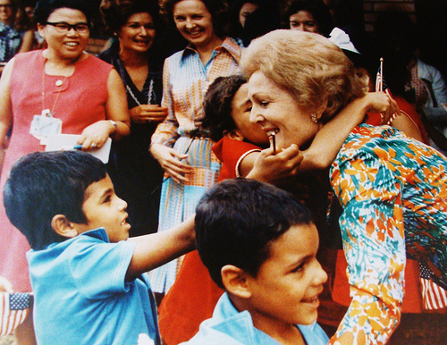 73. Being welcomed by children in Brazil.