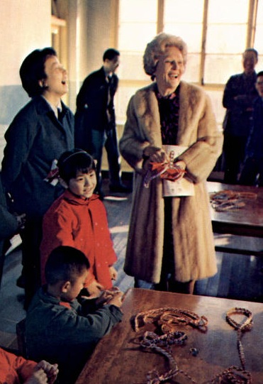 97. Pat Nixon visits a Chinese school as a former first lady.