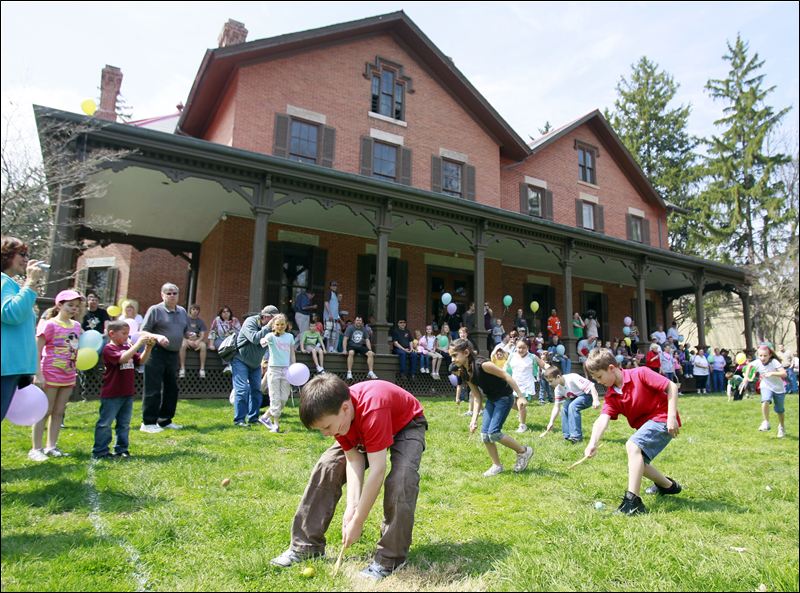 A contemporary Easter Egg Roll on the lawn of Spiegel Grove, the estate of Rutherford B. Hayes in Fremont, Ohio.