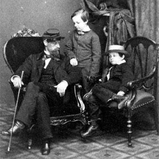 Tad and Willie Lincoln with a family friend who died early in the war.