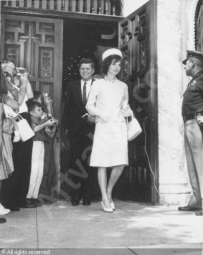 The Kennedys emerging from St. Edward's Catholic Church after Easter services on April 9, 1961. (Bert Morgan photos)