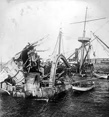 Wreck of the U.S.S. Maine in Havana Harbor.