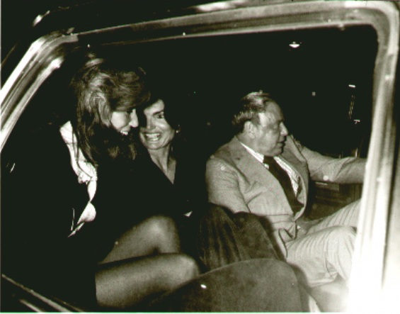 During their night out on the town in 1977, Jackie Onassis and Sinatra were joined by Jane Fonda who crammed into the car with them.