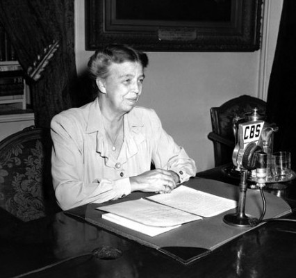 Eleanor Roosevelt doing her radio show.