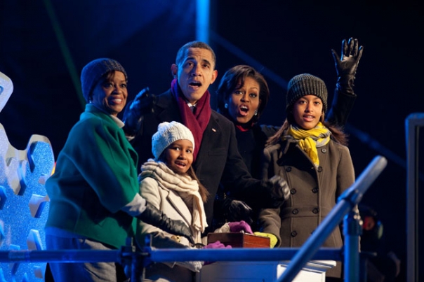 The First Family at the National Christmas Tree lighting ceremony.