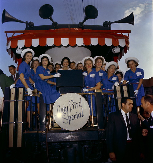 Mrs. LBJ on her 1964 train tour through the Deep South in which she heralded a new era of civil rights.