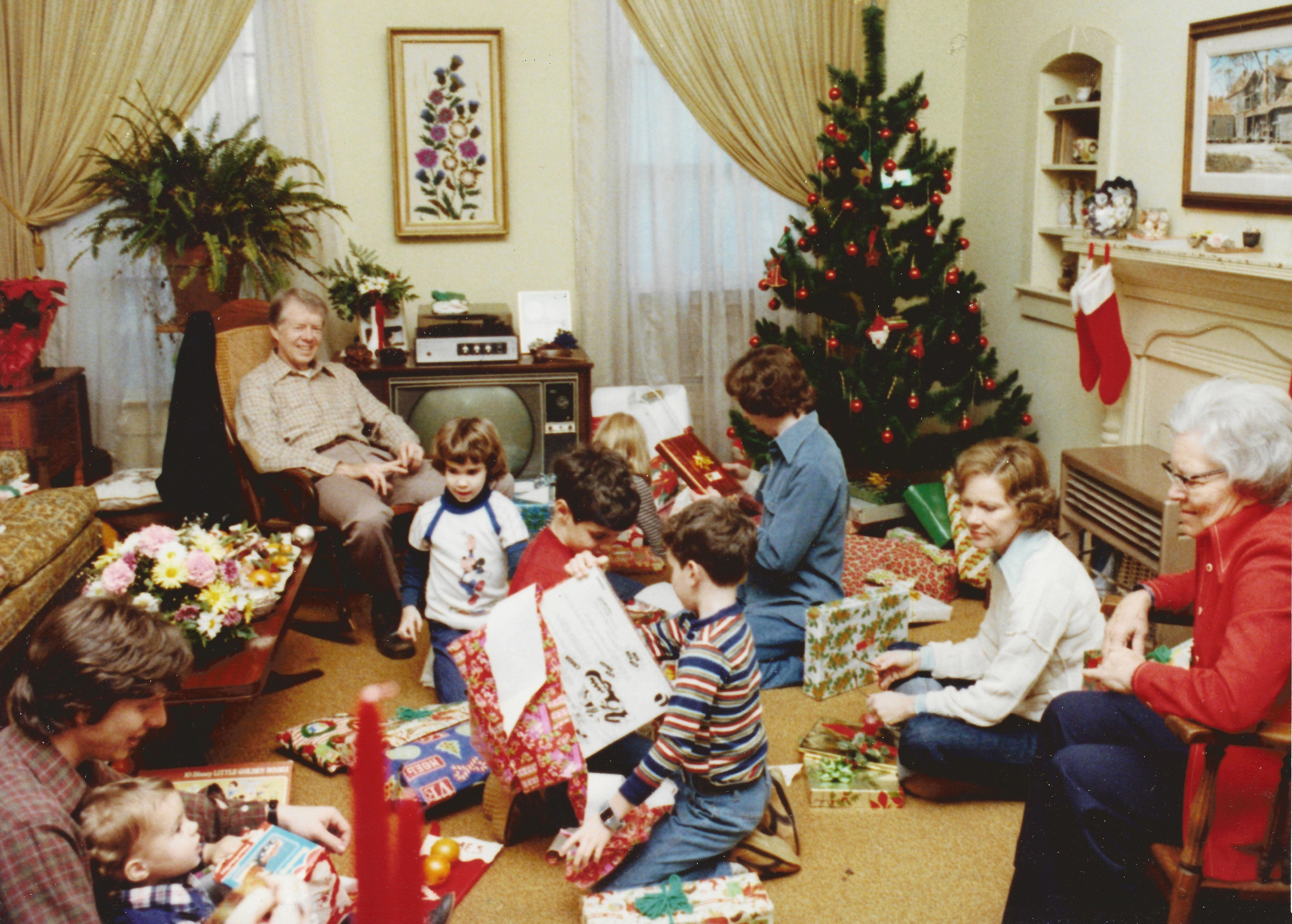 The Carter family spending Christmas afternoon at the First Lady's mother's home.