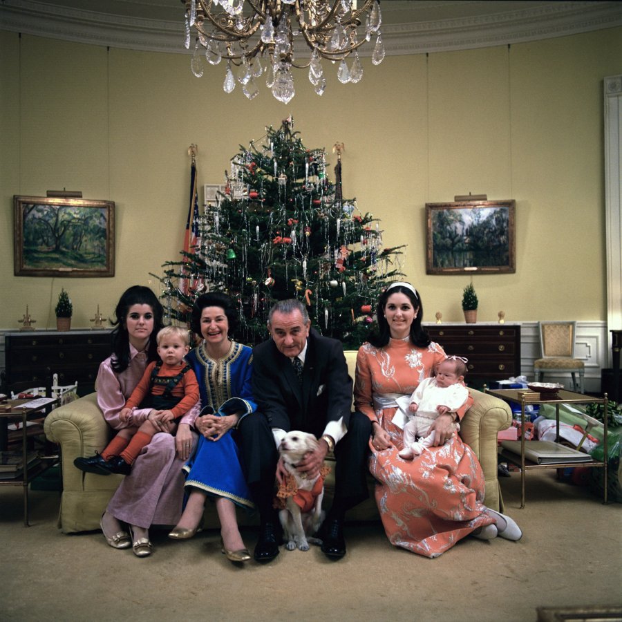 The LBJs on their last White House Christmas, 1968.