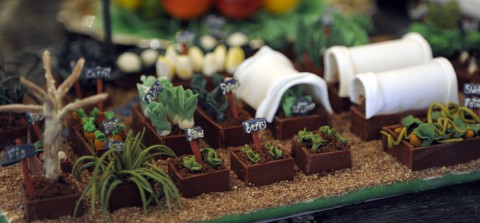 This year's Gingerbread House features a marzipan version of Mrs. Obama's White House vegetable gardens.