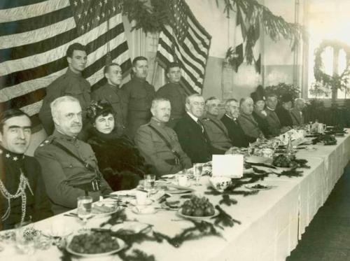 Woodrow and Edith Wilson's Christmas dinner at U.S. military quarters in France, with General John Pershing.