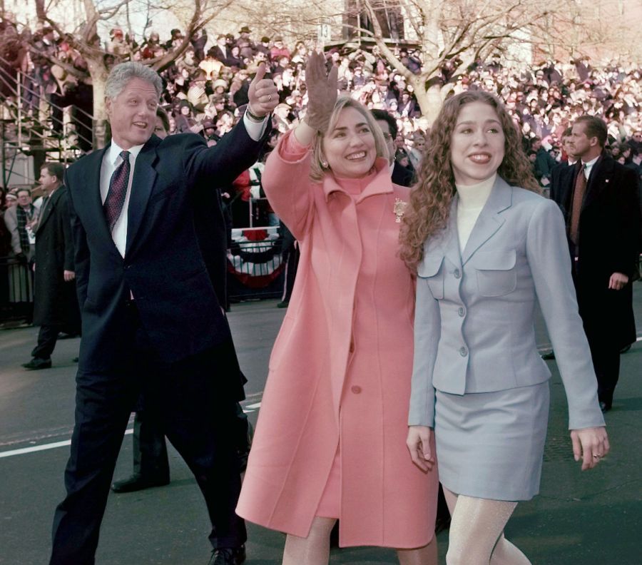 Chelsea Clinton walked with her parents during the 1997 Inaugural despite her mother's shock at her short dress.