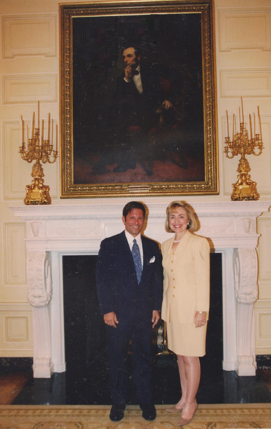 With Hillary Clinton after an East Room lecture, 1997.
