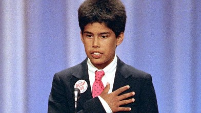 George P. Bush leading the Pledge of Allegiance at the 1988 Republican National Convention which nominated his grandfather.