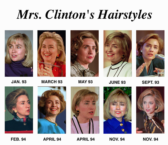 Hill-hairy Clinton's evolutions. (Huffington Post)