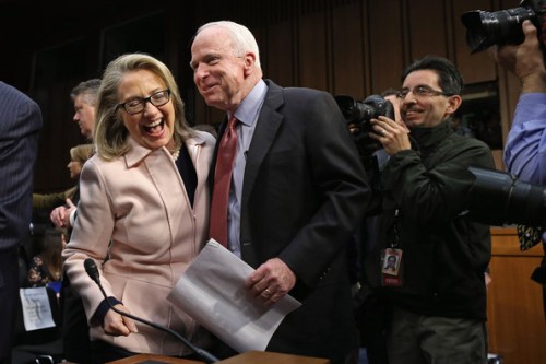 Hillary Clinton carries no grudges. Here with U.S. Senator John McCain, a frequent critic of her's. (still4hill.com)