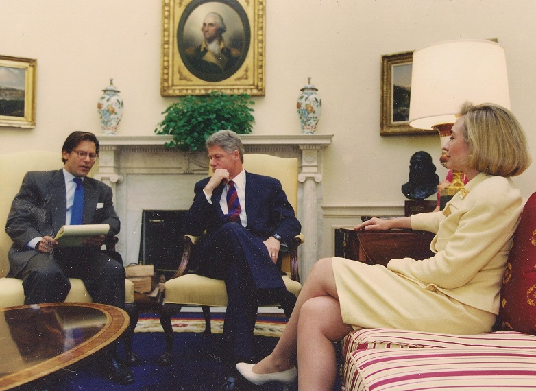 Joint Oval Office interview with the President and Mrs. Clinton, 1994.
