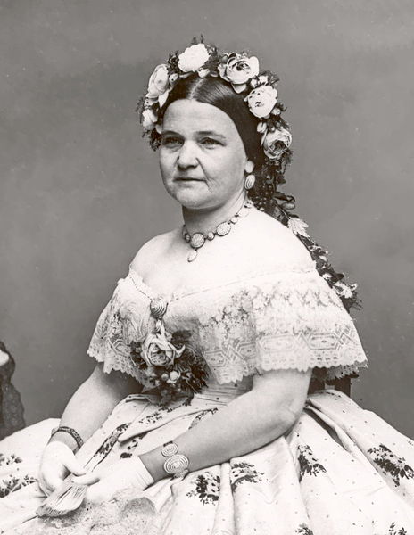 Mary Lincoln, flower pot upon her hair.