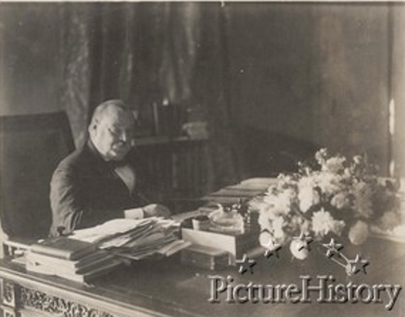 President Cleveland at his office desk, in the present-day Lincoln Bedroom, where he advised little FDR.