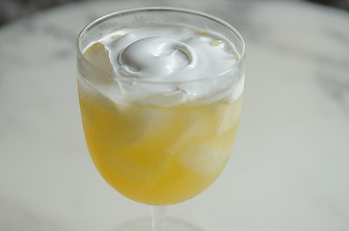 Roman Punch, made of lemon sorbet, white rum and dry champagne.