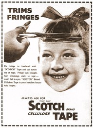 The fast and easy Mamie Bangs Method for Fifties girls used scotch tape. (nostalgia pinterest)