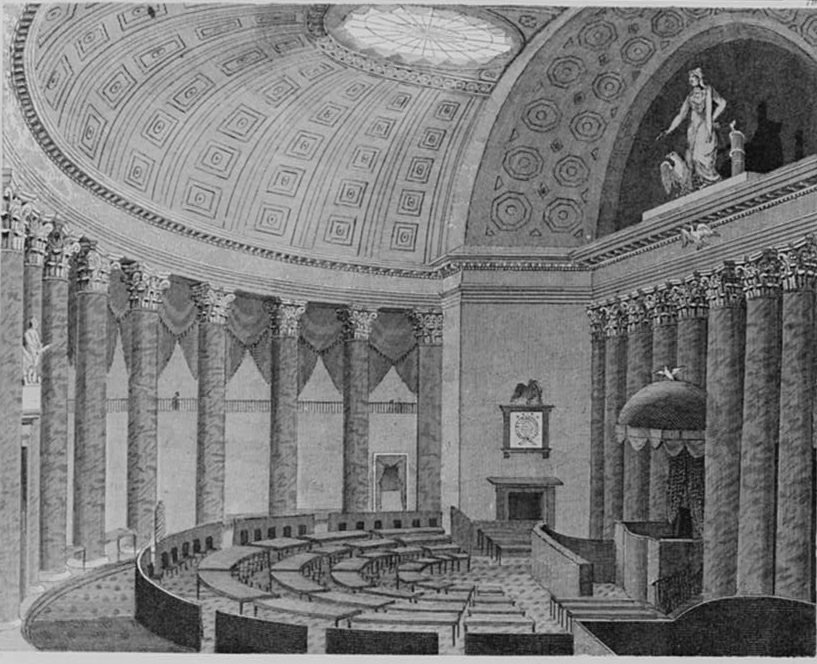 The Hall of Congress where James Monroe's second swearing-in ceremony in 1821 was held.