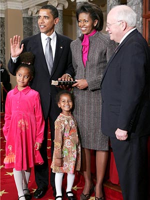 The Obama daughters joined their parents during their father's swearing-in as a U.S. Senator in 2005.