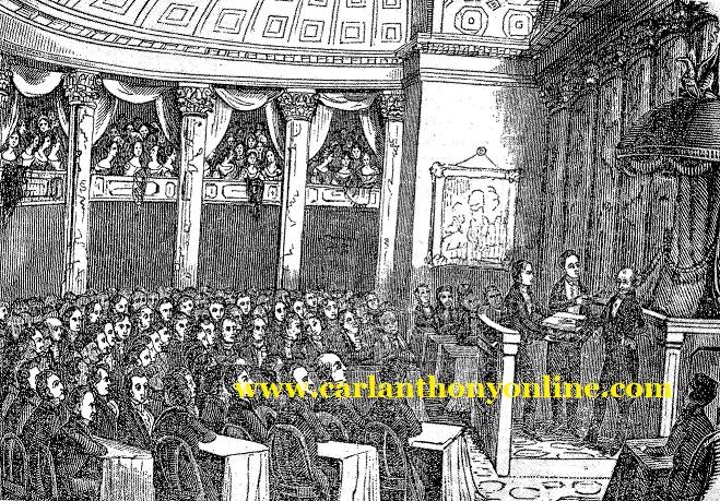 Van Buren's 1833 vice presidential swearing-in ceremony in the Hall of Congress nine years after Monroe took his second presidential oath there.
