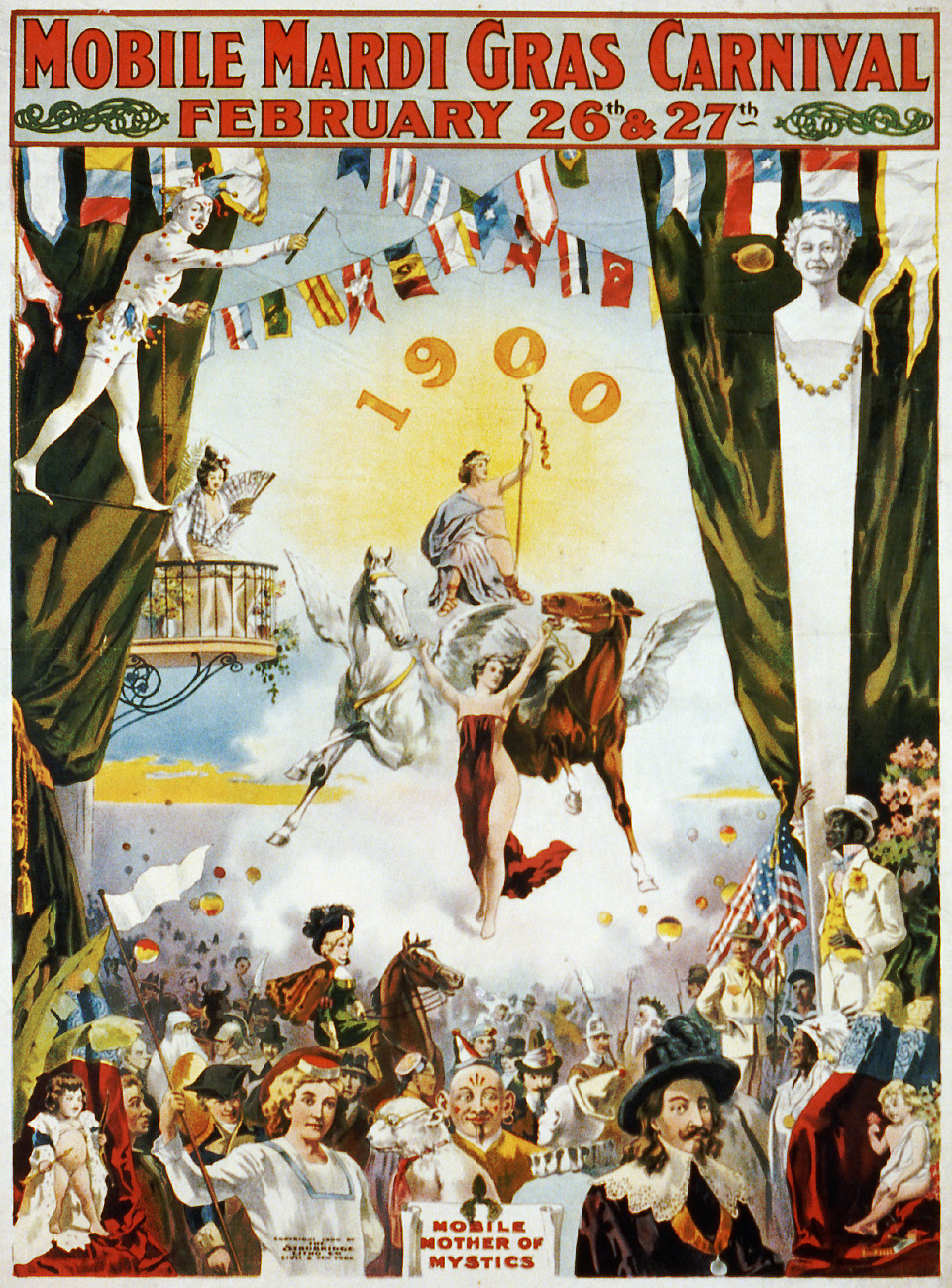 A poster for the 1900 Mardi Gras in Mobile, Alabama - the first in the nation.