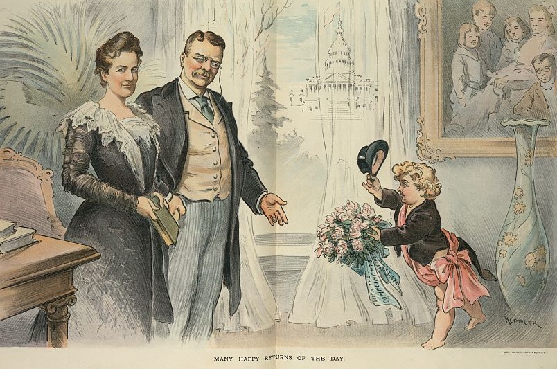 Puck Magazine acknowledging the Roosevelt wedding anniversary.