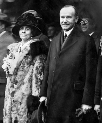 "Smiling Cal." President Coolidge and his wife in Chicago, 1924. (Chicago Tribune)