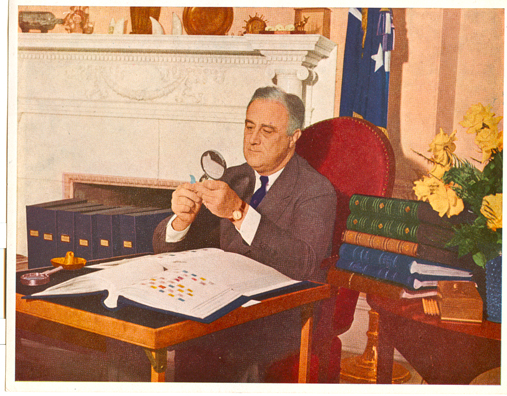 Franklin D. Roosevelt assiduously maintained his personal stamp collections and took pride in them; they are now part of the FDR Presidential Library.