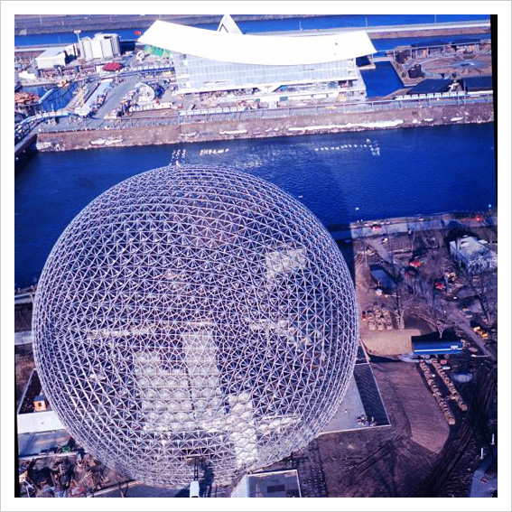 The American Pavilion, known as the Biosphere, at the 1967 Montreal World's Fair. (aqua-velvet.com)