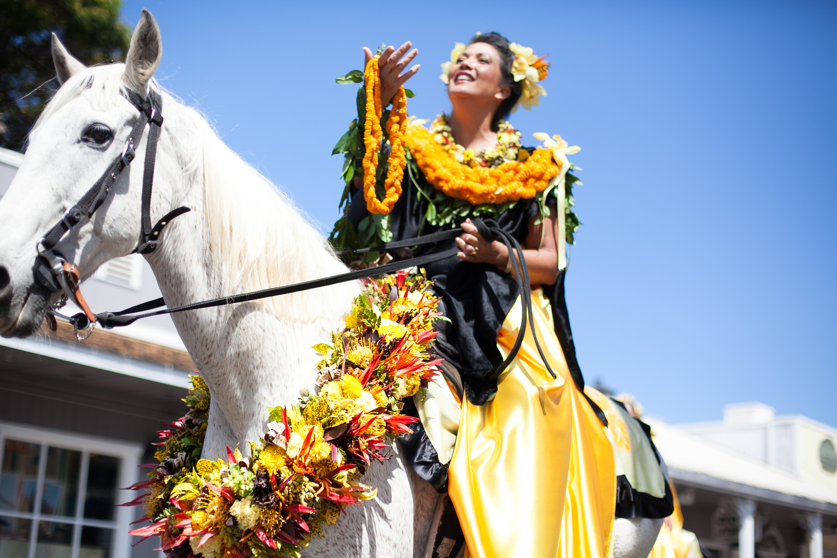 A participant in the Lahaina, Maui parade for Kamehameha Day in 2012.