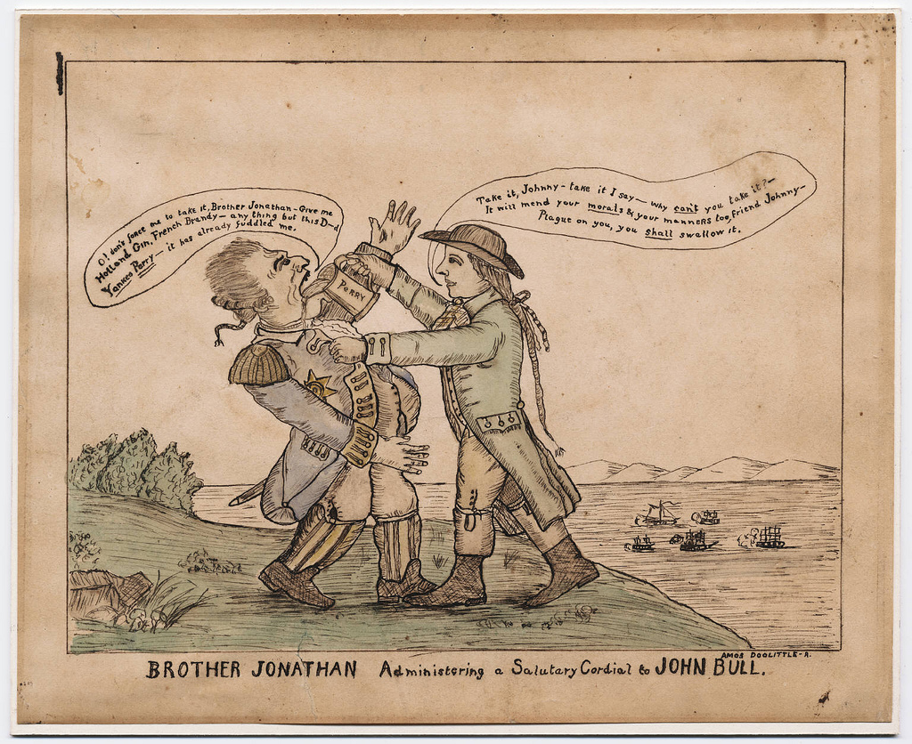 The Doolittle depiction of Brother Jonathan battling John Bull.