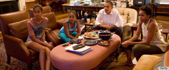 The Obama family in their Chicago home.