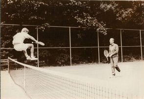 President Ford and his son Steven after a tennis game.