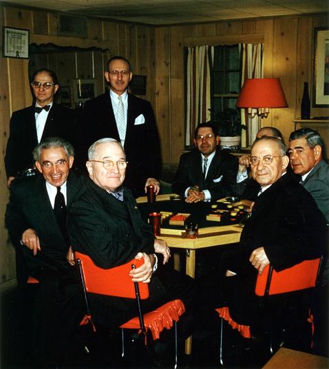 Harry Truman at the poker table with some of the boys. (Truman Library)