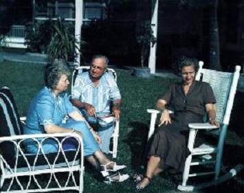 The Trumans sit a spell in Key West, their vacation place of choice. (Truman Library)
