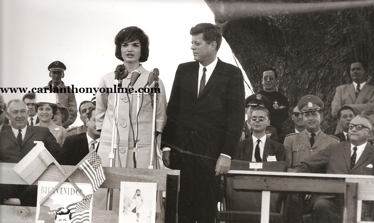 Jackie Kennedy speaking as First Lady in Venezuela, December 1961.