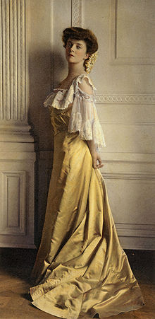 Alice Roosevelt in a yellow gown - despite her popilarizing a light blue that became known as Alice Blue - about which a song was later written