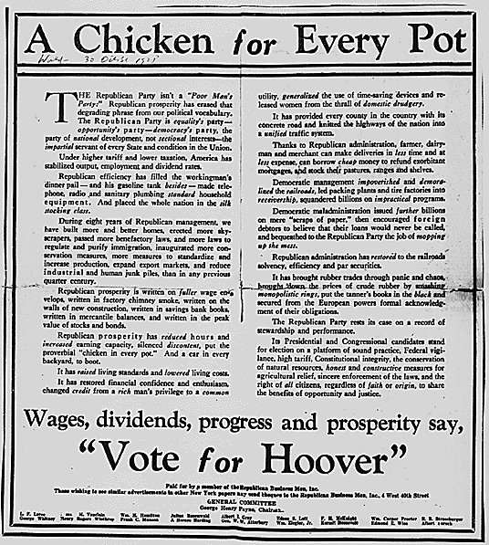 Image result for hoover a chicken in every pot