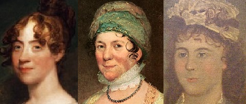 Dolley Madison (center) and her sisters Anna Cutts (left) and Lucy Washington (right).