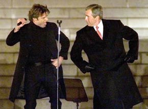 President-Elect Bush with Ricky Martin at the 2001 Inaugural Opening Ceremony.