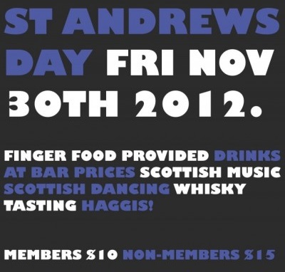 An ad for a St. Andrew's Day celebration.