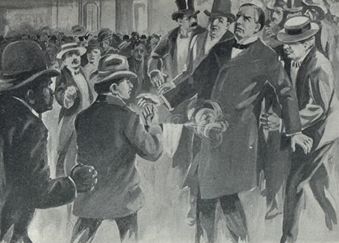 McKinley was assassinated while shaking hands.